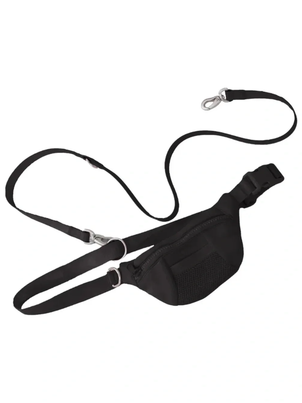 Springer Black Crossbody Belt Bag with dog leash